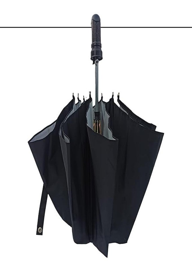 Ephemeral Full Black Umbrella For Men And Women | Windproof Travel 2Fold Umbrella For Rain | Manual Open And Close Umbrella Suitable For 1 Adult - Image 3